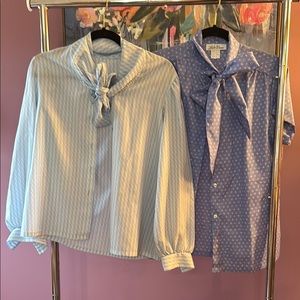 Vintage Bow Blouse Set with Bow Ties! Fit like M